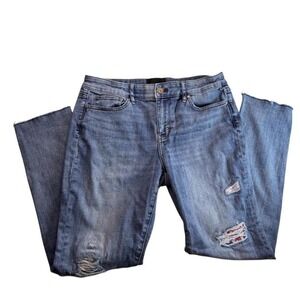 White House Black Market The‎ Slim Jeans w Floral Patches Sz 6